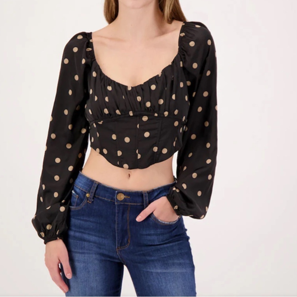 Blu Pepper Satin Corset Dot Top